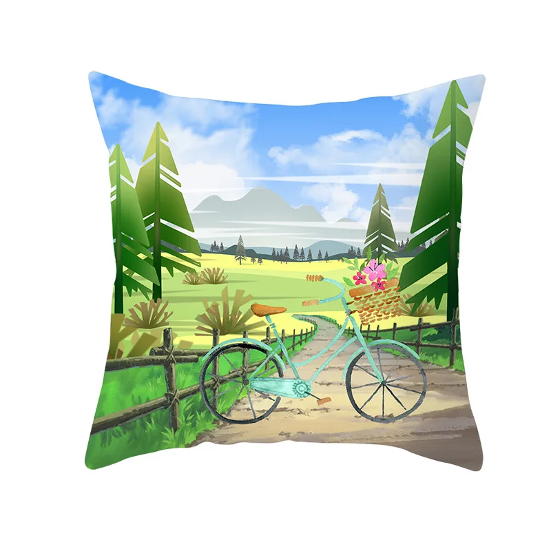 

Flowers bicycle Valentine's Decorative Pillow Cushion Covers Square Pillowcase Cushions for Sofa Pillowcover cuscini decorativi