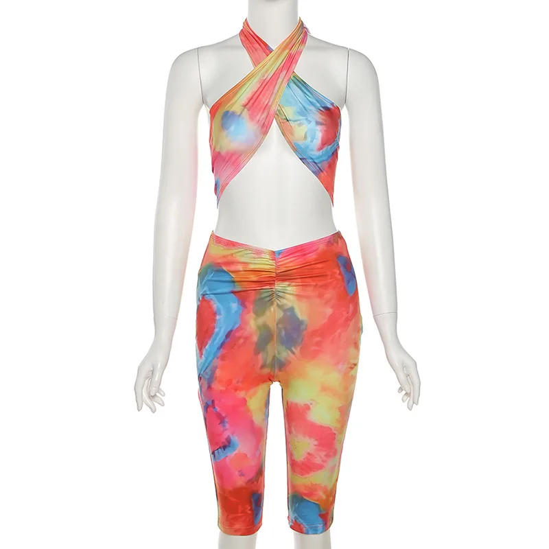 

Angels Secret Strapless Shorts Sets 2021 Summer New Fashion Sleeveless Top Pants Bandage Women's Sets Street Outfits AG31327