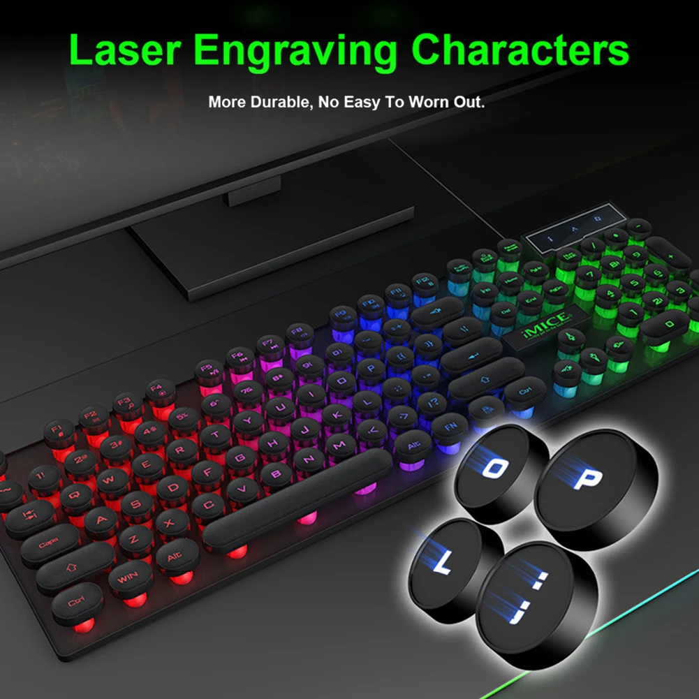 Механическая клавиатура iMICE AN-800 проводная игровая с RGB подсветкой защитой от