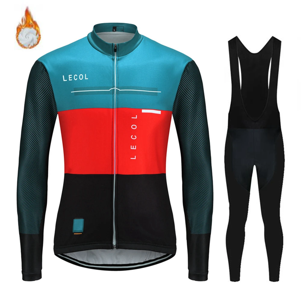 LECOL 2021 зимняя велосипедная Мужская Джерси термальный флисовый Костюм Уличная