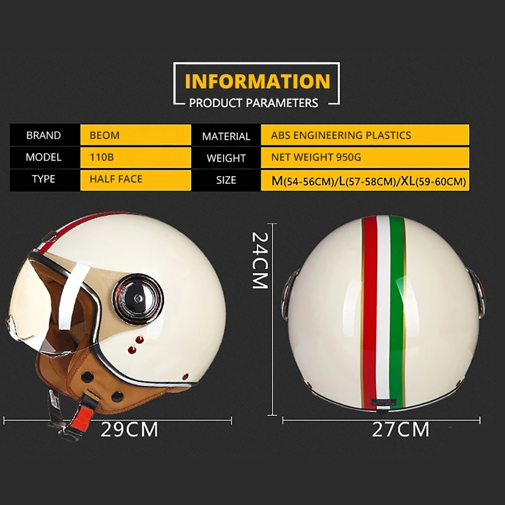 BEON мотоциклетный шлем Chopper 3/4 с открытым лицом винтажный Casque Casco Capacete для мужчин и
