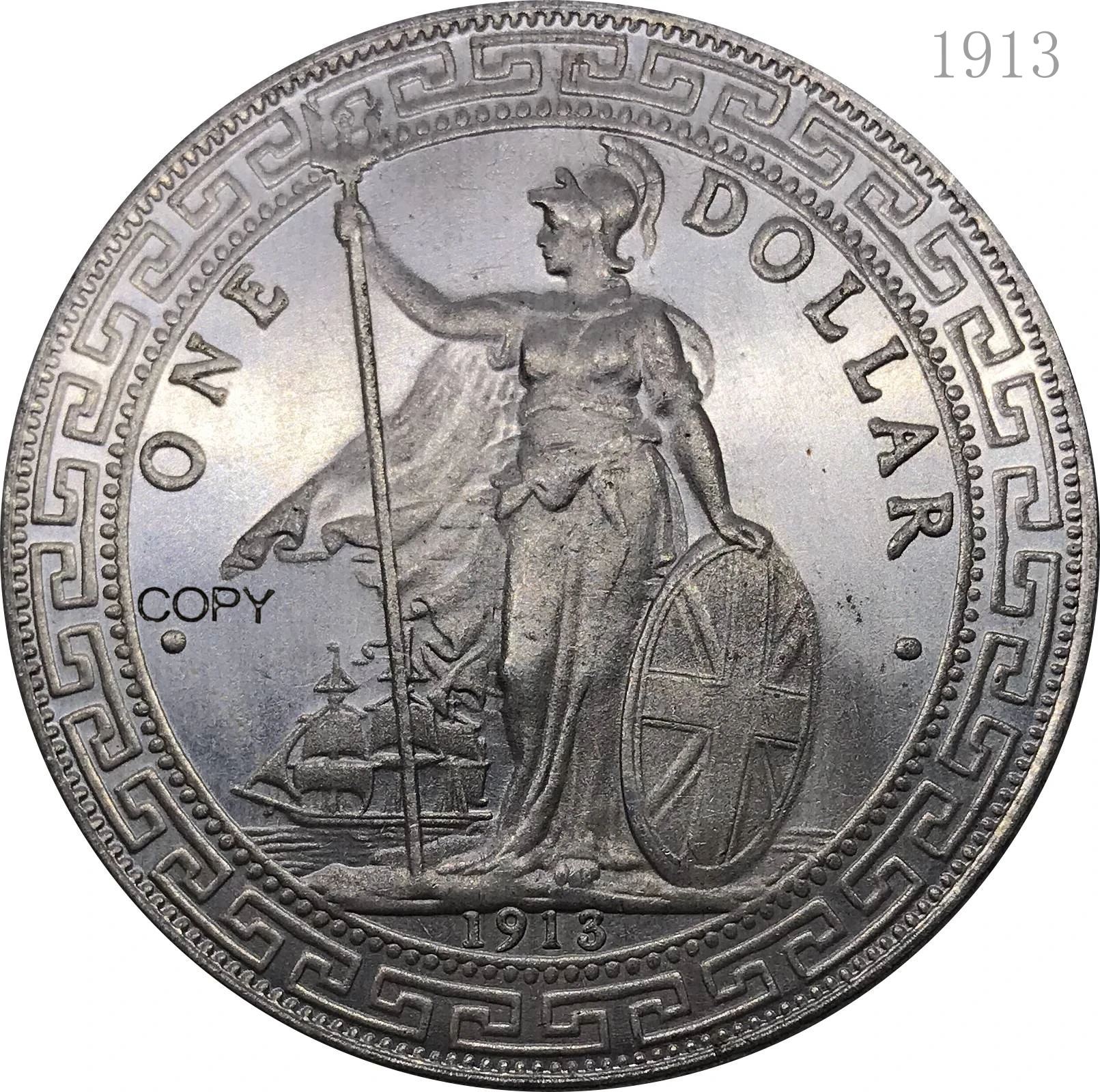 

Монета Великобритании 1913, Великобритания, 1 доллар, британская торговля, посеребренные серебряные гонконгские металлические сувенирные по...