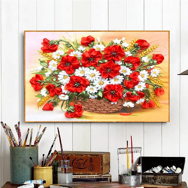 

5D Diy Diamond Painting Home Room Scenery Beauty Flower Cross Stitch Full Drill Embroidery Cute Handmade Wall Decor Gift