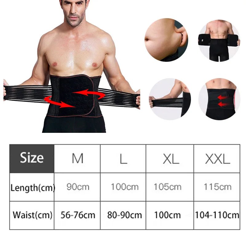 

Men Sweat Girdle Slimming Abdominal Belt Waist Cinchers Back Posture Corrector Fit Body Trainer Band