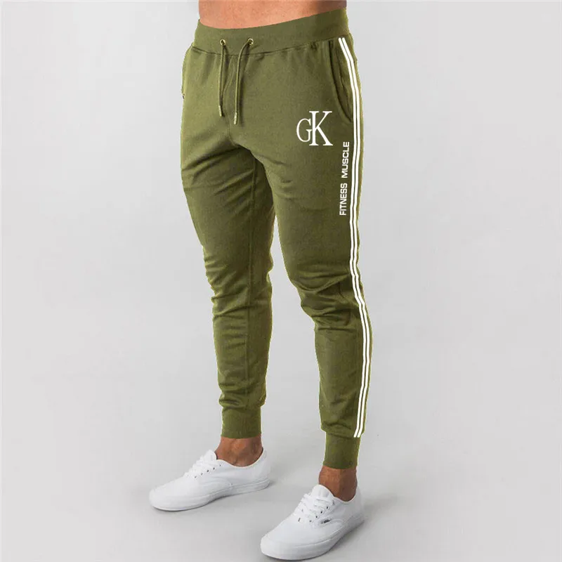 

Men Gym Fitness pants cotton Striped sweatpants fitness muscle print pants Elasticity jogging pants hip hop Gym Trousers