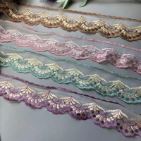 2 yard 6 5cm pink mesh embroidery flower lace ribbon trims dress trimmings applique diy crafts sewing trim net cloth lace fabric