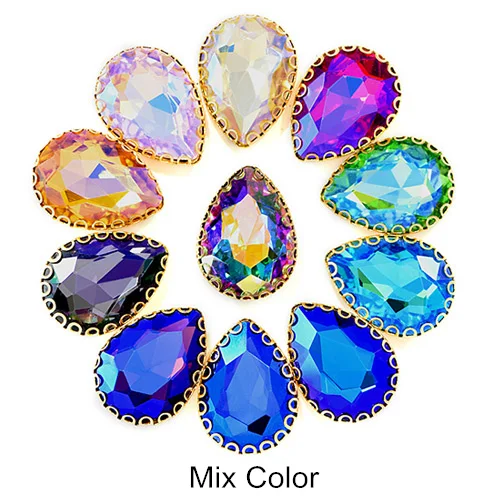 Mix Color 20 шт. 13X18 мм кристалл AB пришить стразы стекло каплевидные швейные камни с когтями для DIY одежды Ювелирные изделия сумки обувь B1183 - Цвет: Mix Color