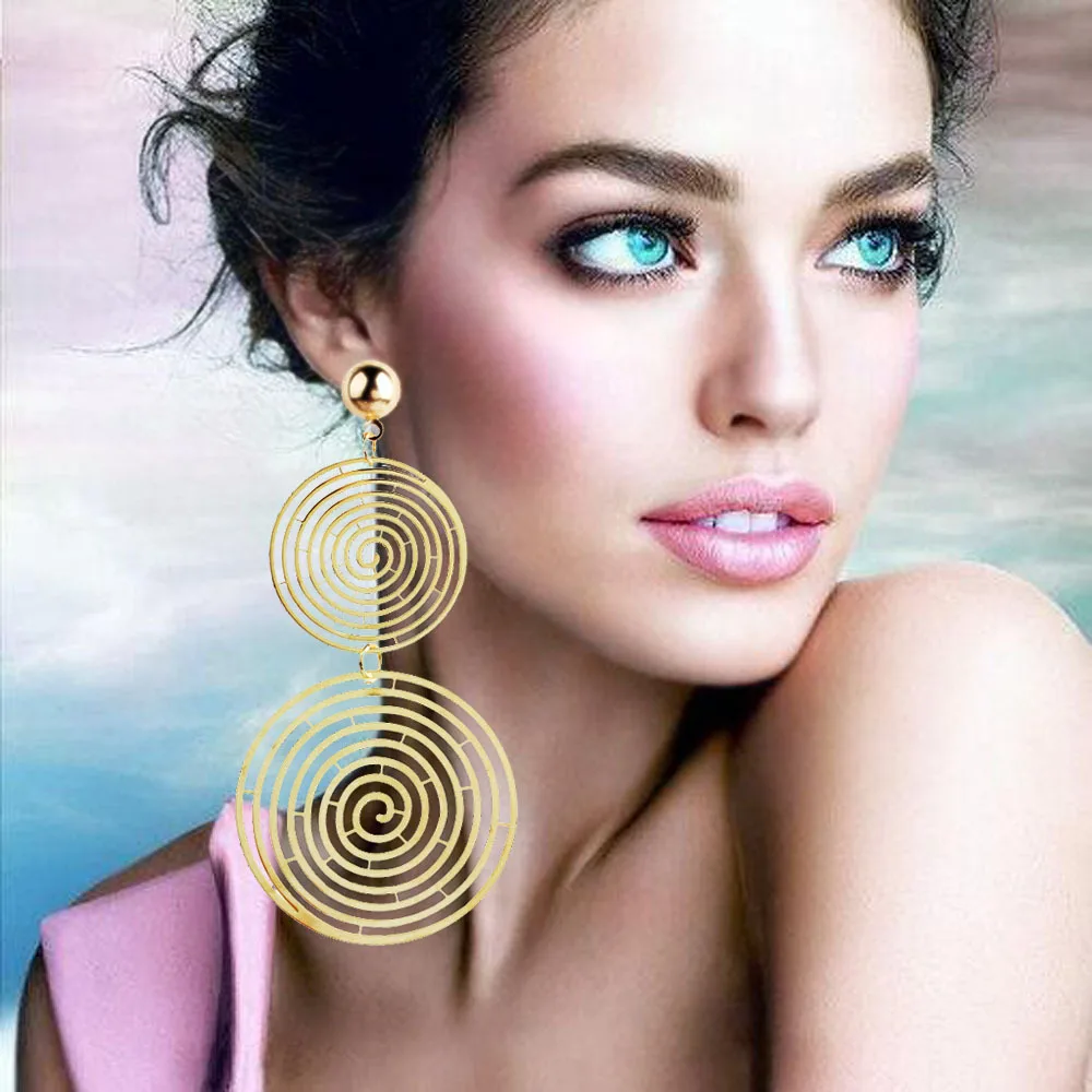 Модные женские длинные металлические серьги бриллианты для женщин Простые