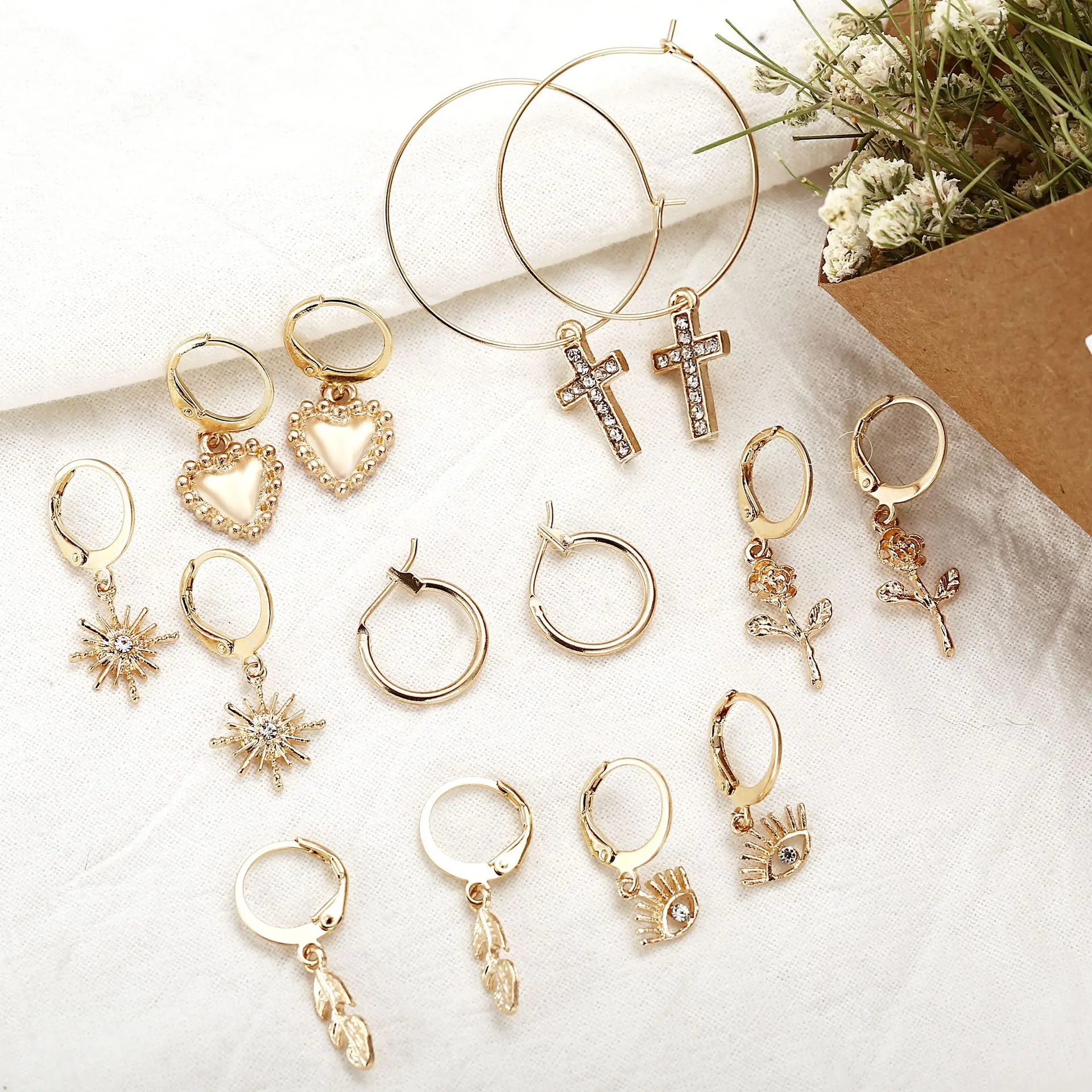 7 шт./комплект женские серьги-подвески с кристаллами | Украшения и аксессуары