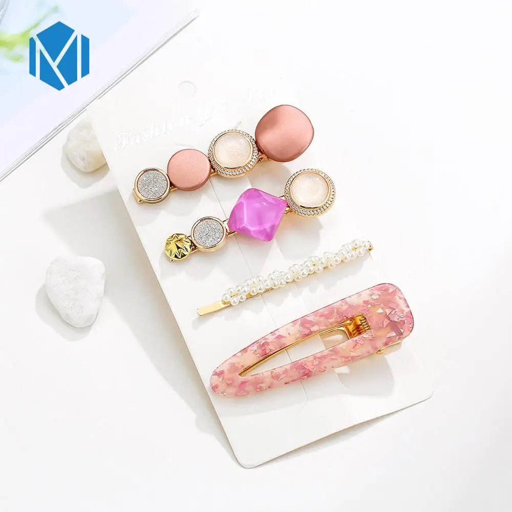4pcs drop pink M MISM INS Круглый корейский Кристалл Сплав заколки для волос Макарон цвет заколки BB шпильки Заколки для женщин обувь девочек аксессуары для волос - Цвет: 4pcs drop pink