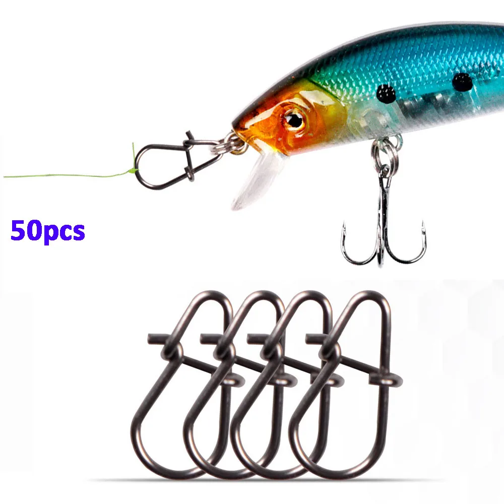

50pcs 0.6mm Fish Hook Swivel Solid Rings Stainless Steel Safety Snaps Lure Connector Fishing Accessories Pins