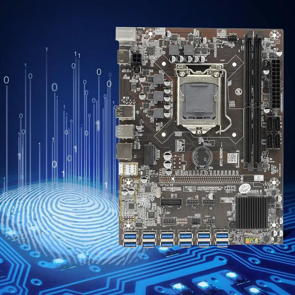 B250 Mining материнская плата PCIe X1 PCI-E X16 LGA 1151 16G DDR4 SATA3.0 USB 3 0 для BTC ETH GPU графическая
