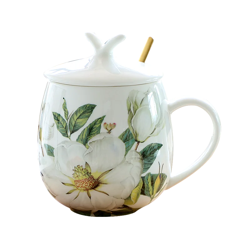 400 мл корейский цветок чашка с кофе костяная китайская кружка крышкой креативная