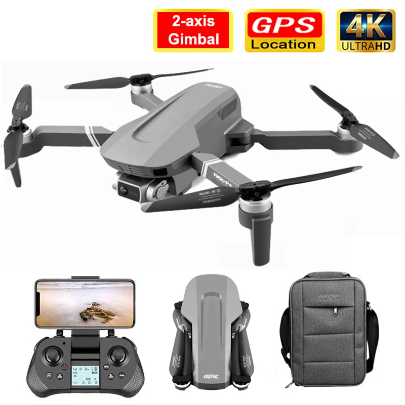 

F4 GPS-Дрон со встроенным Wi-Fi FPV 2-осевой 4K двойная камера стабилизатор против тряски 2000 м передача изображения бесщеточный Профессиональный Ра...