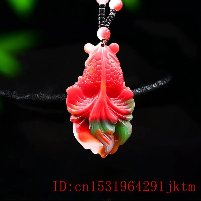 

Colour Jade Goldfish Pendant Necklace Women Fish Jadeite Gifts Natural Jewelry Chinese Amulet Charm Fashion Carved