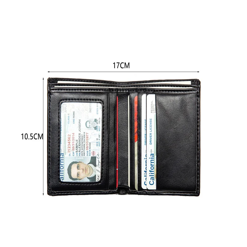 Carbon Fiber Credit Card Holder Wallet  Money Purse for Men Leather Wallet with Photo ID Window & Compartment Wallet Card Holder images - 3