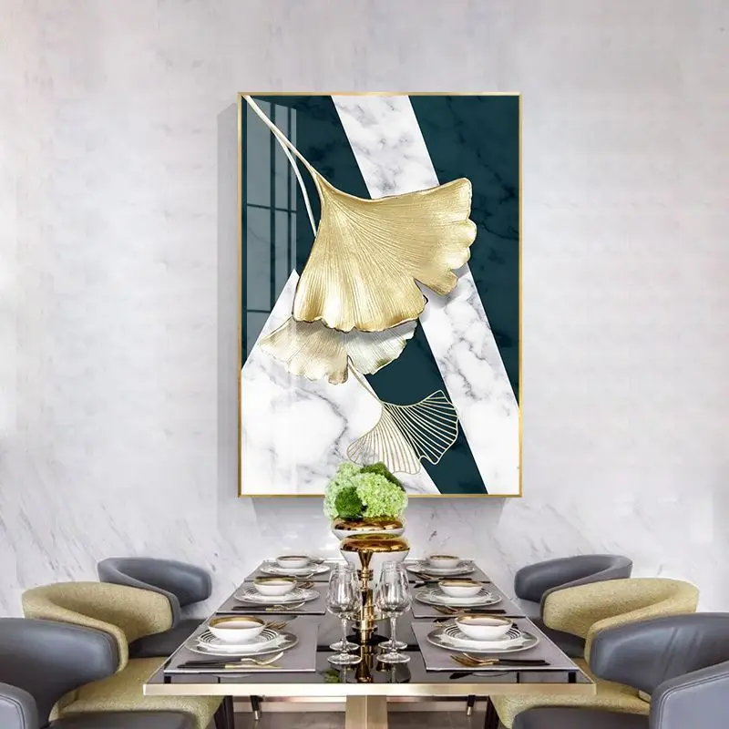 Wall Art Nordic Plants Gold leaf Canvas Painting Abstract Marble Posters and Print Pop Picture for Living Room Kitchen Decor | Дом и сад
