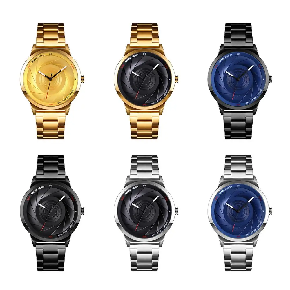 

SKMEI 2020 Fahion Creative Men Watch Waterproof Quartz Wristwatch Stainless Steel Black Male Watches Relogio Masculino 9210