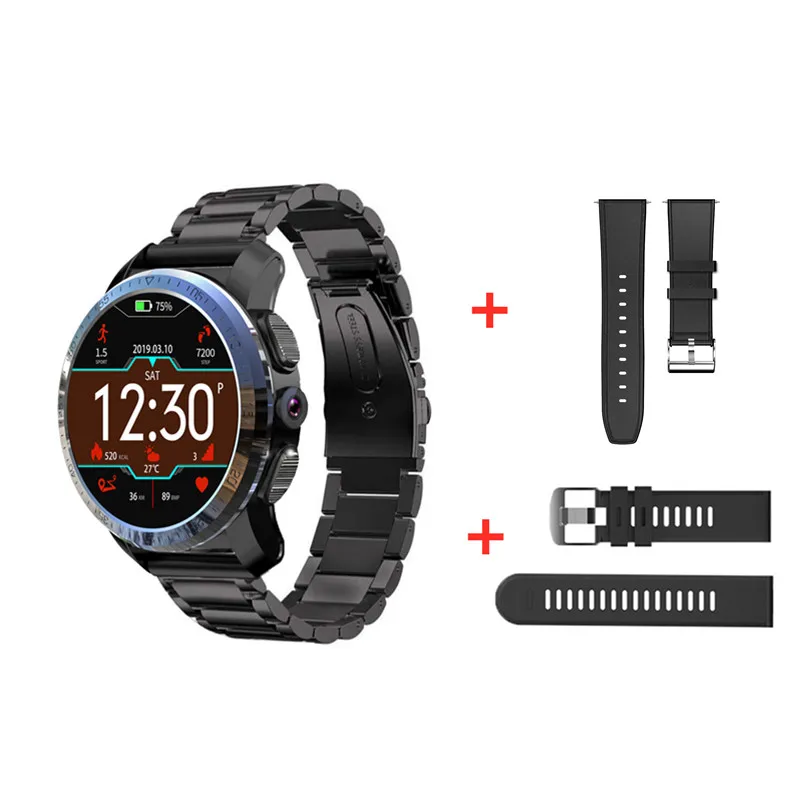 add two straps KC09 Смарт-часы для мужчин Android 7.1.1 3 ГБ 32 ГБ 800 мАч батарея камера 4G двойная система спортивные Смарт-часы телефон водонепроницаемый mp3 плеер - Цвет: add two straps