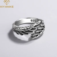 xiyanike silver color simple fashion vintage elegant feather adjustable ring for women fine jewelry party accessories