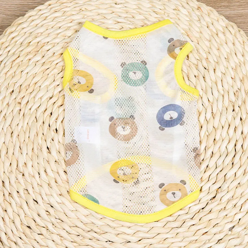 

Cotton Pet Clothing Summer Sunscreen Vest Cool Breathable Dog Vest Cute Printed Puppy Dog T-shirt for Small and Medium Dogs