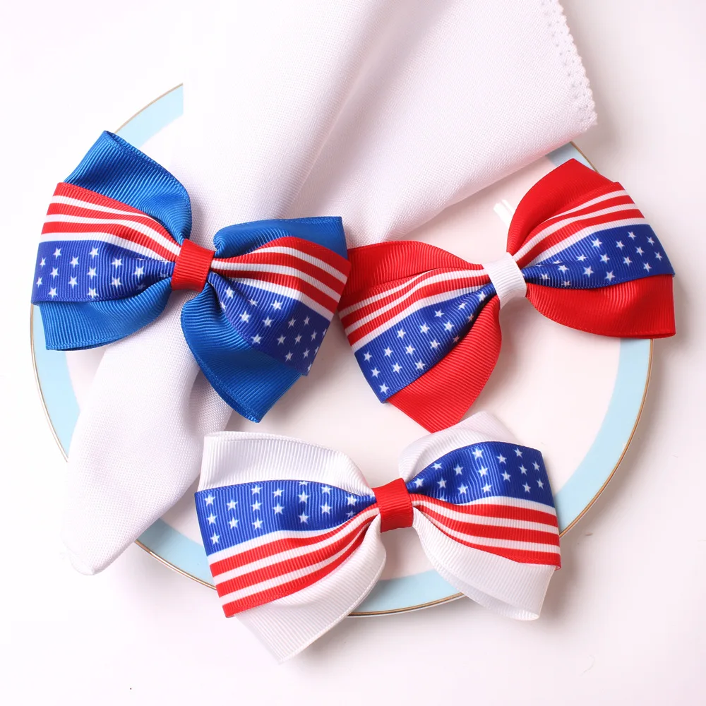 

24pcs American Flag Independence Day National Day Bow Napkin Button Napkin Ring