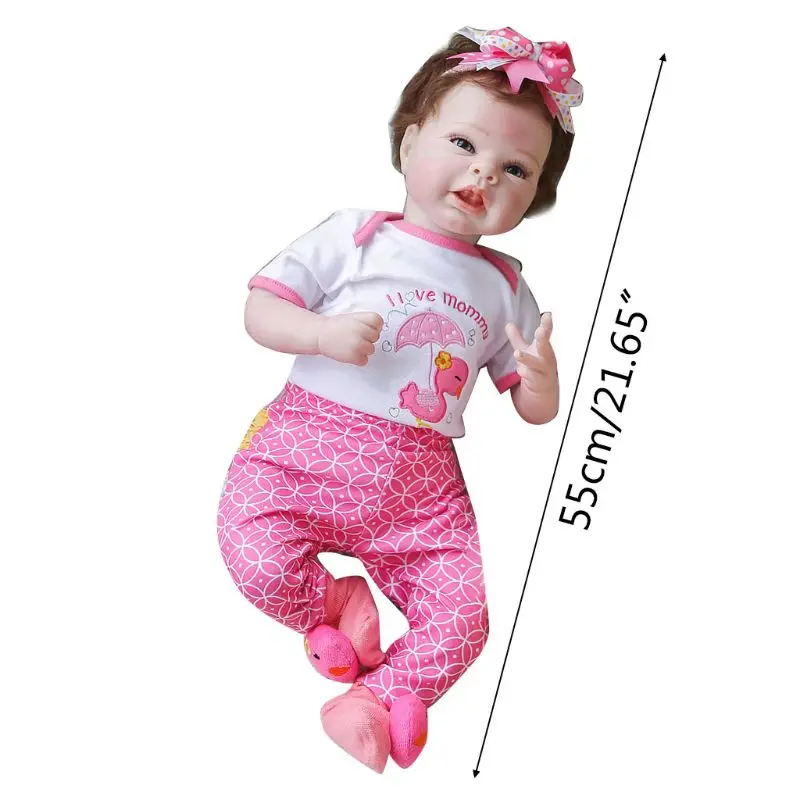 

55cm Realistic Doll Toddler Babies Lifelike Girl Play Toy Bow Hairband Birthday