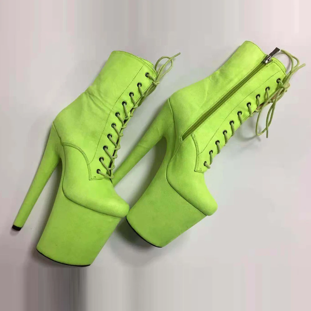 Leecabe/зеленая замшевая обувь для танцев на шесте 20 см высоком каблуке и платформе |