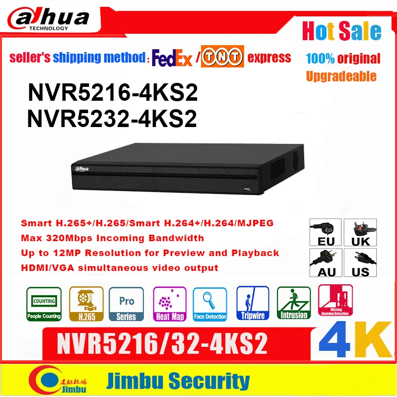 Сетевой видеорегистратор Dahua NVR 4K H.265 видеомагнитофон NVR5216 4KS2 NVR5232 16CH 32CH до 12Mp