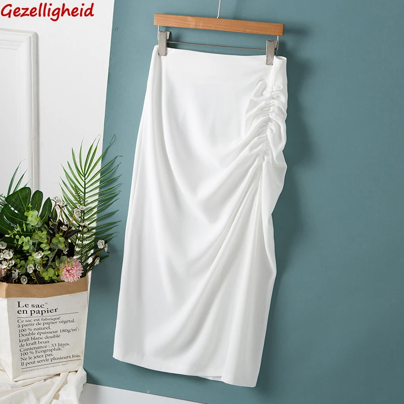 

Gezelligheid Skirts For Women 2021 New Fashion Summer Elegant Casual Loose Shirring Solid Midi High Waist Hip Skirt Wholesale