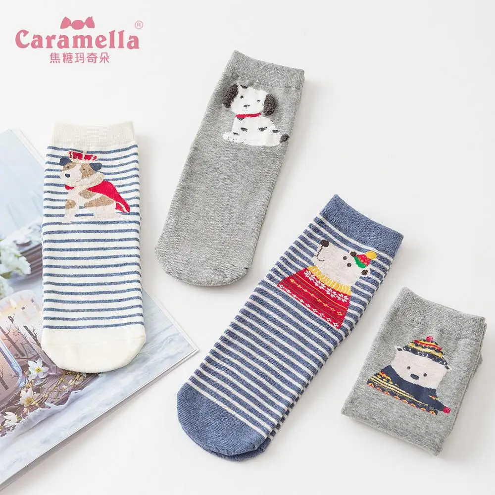 Caramella 4 пар/лот, женские носки, модные милые Короткие Носки с рисунком, Harajuku, забавные женские хипстерские Носки с рисунком животных