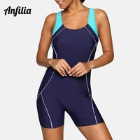 anfilia one piece women sports swimsuit athletic racerback swimwear pad bikini boyleg beach wear bathing suits monokini bodysuit