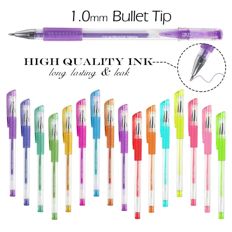 

60 Pcs 1.0mm Colored Gel Pens with Storage Bag Coloring Drawing Writing Markers