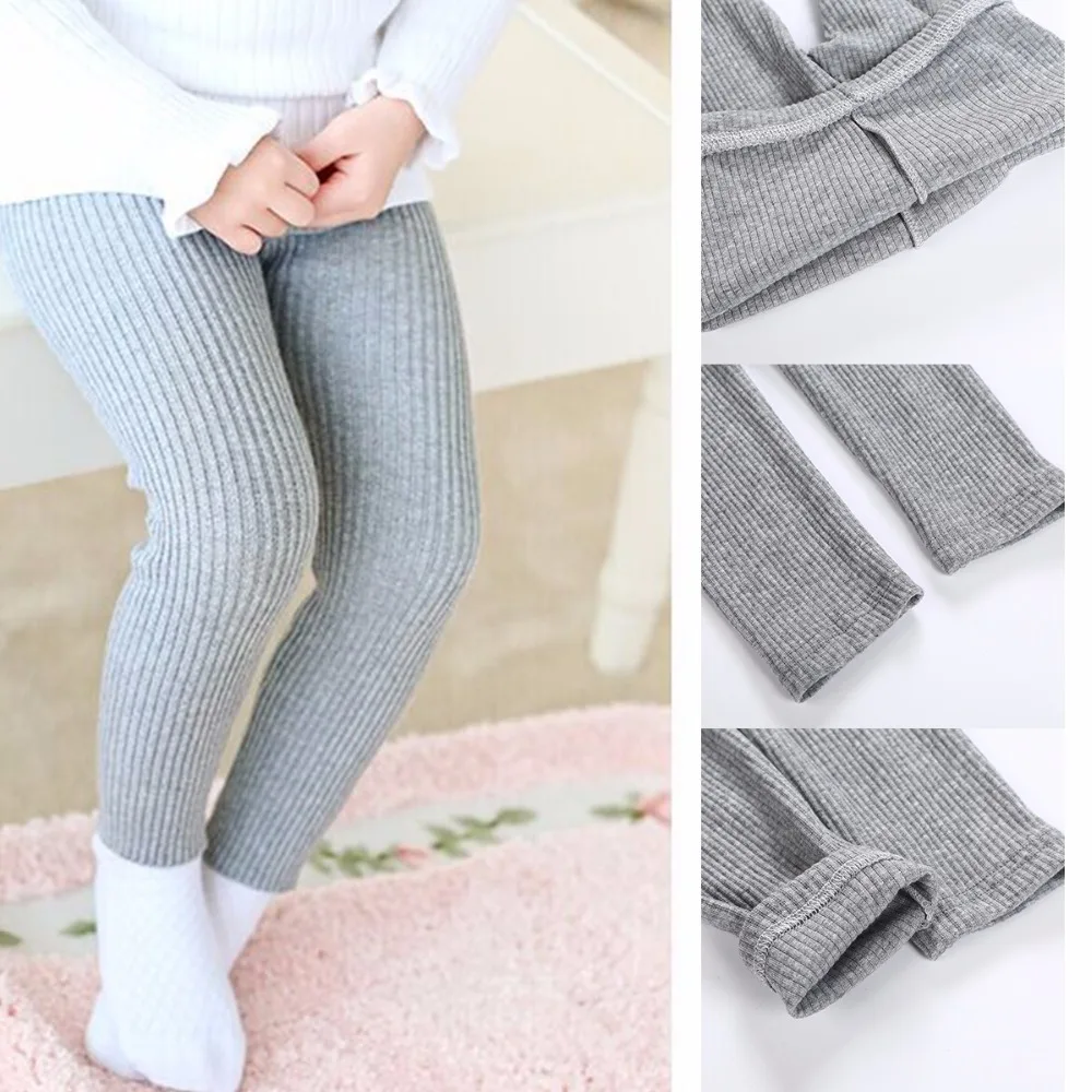 

LILIGIRL Girls Legging Baby Children Rib Cotton Leggings Striped Skinny Kids Autumn Winter High Waist pants for Toddler 2-6Y