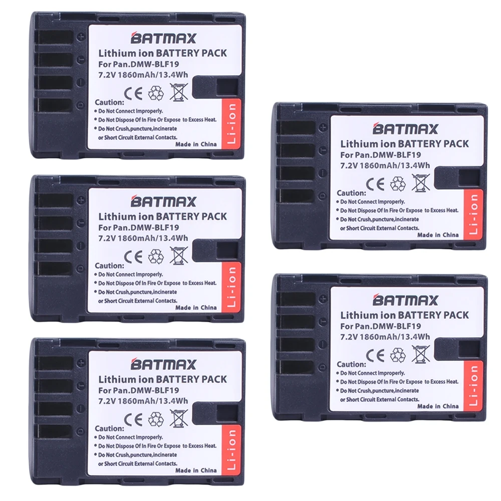 5Pcs 2 шт. 1860 мАч DMW-BLF19, DMW-BLF19e, DMW-BLF19PP батарея для Panasonic Lumix DC-GH5, DMC-GH3, DMC-GH3K, GH4, GH4K цифровой камеры - Цвет: 5Pcs