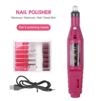 electric nail drills kit remove polish manicure pedicure 6pcs nail file sanding bands machine nail art pen device equipment q 1