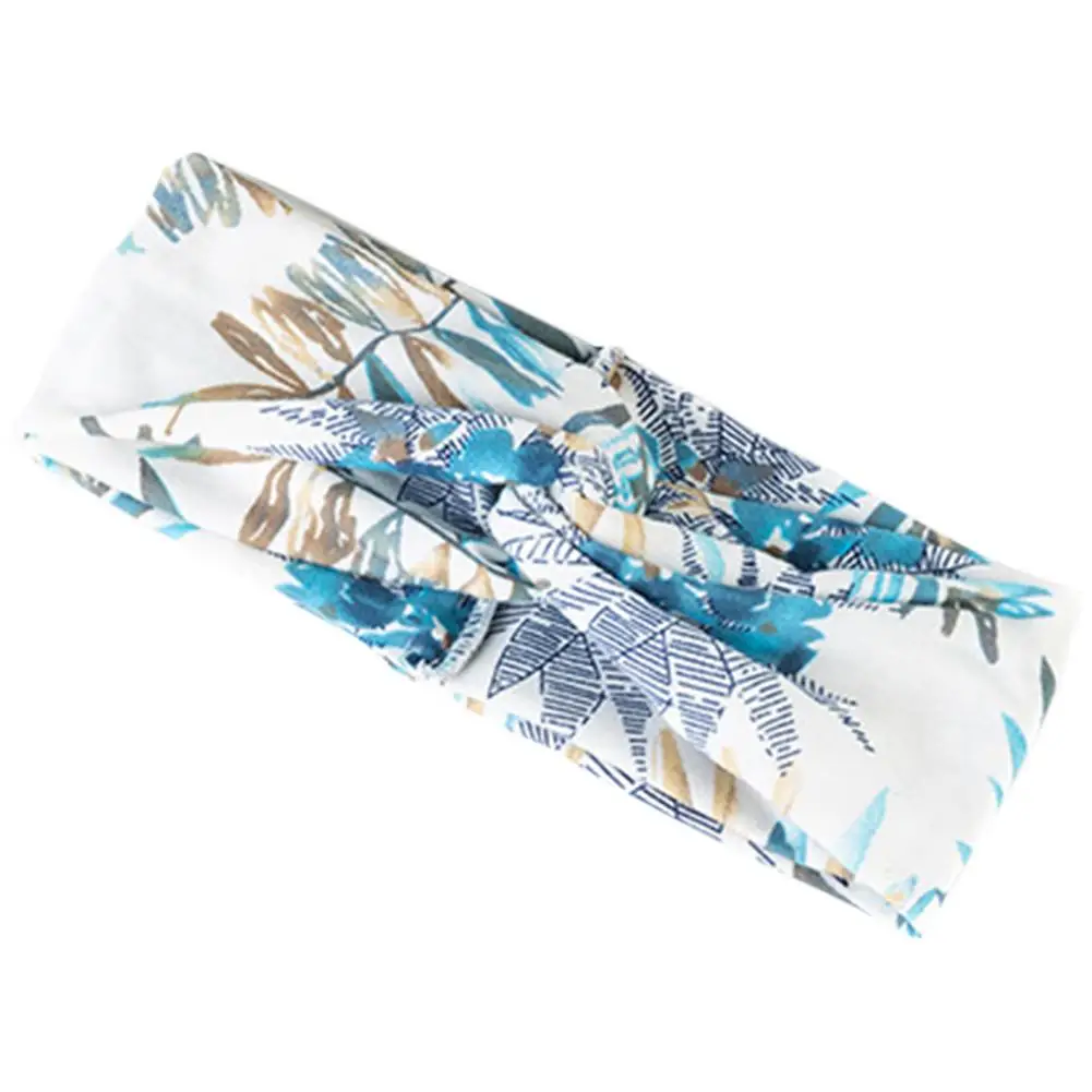 

Широкая повязка для волос с перехлёстом, женская вязаная повязка на голову с богемным принтом, поглощающая Пот повязка на голову, спортивна...