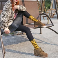 new fashion leopard print in tube womens socks retro pile socks sexy casual cute funny happy colorful cotton socks for girl