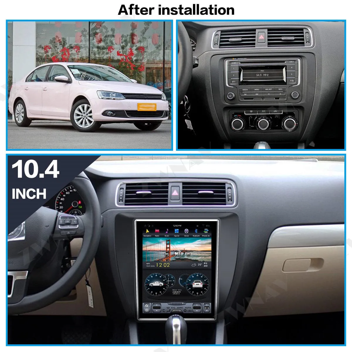 Автомобильный мультимедийный плеер Carplay DSP Android 9 0 PX6 для VW Sagitar 2012-2018 вертикальный