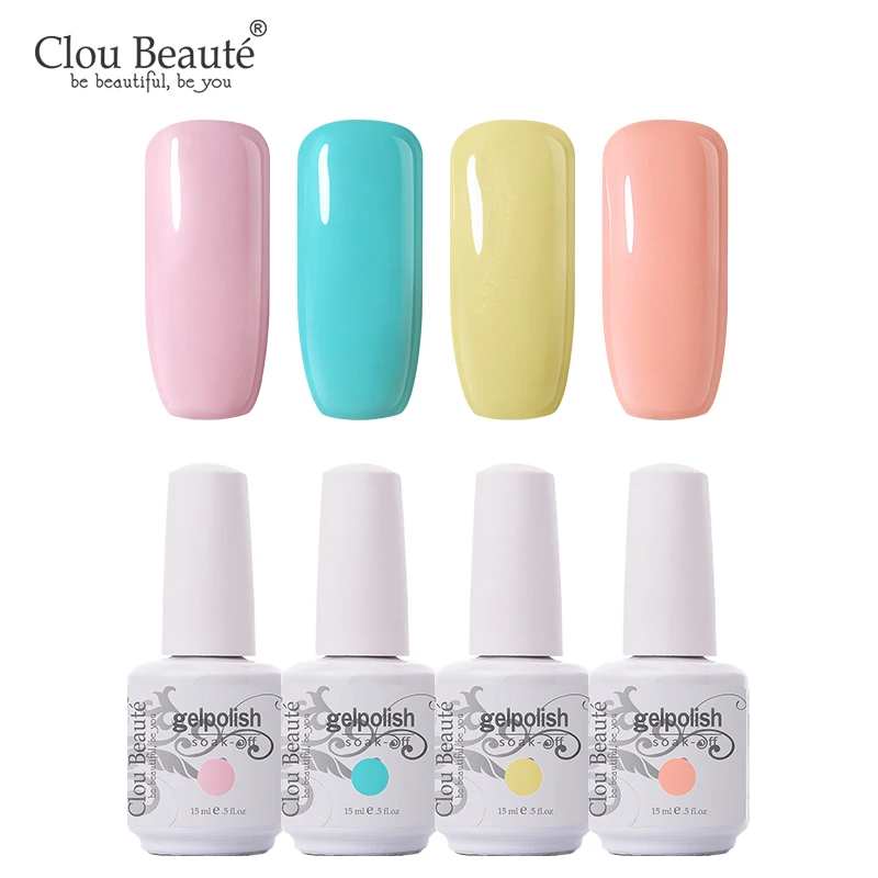 Clou Beaute 4 шт./компл. цветной гель для ногтей 15 мл полуперманентный светодиодный лак
