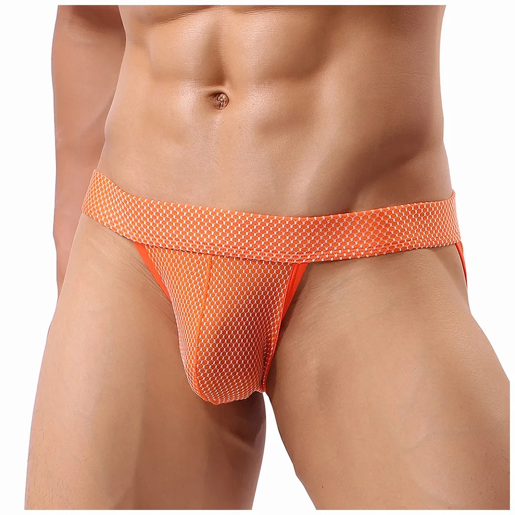 Breathable Designed Men's Underwear Mesh Briefs Slip Shorts Low Waist Gay Men Soft Knickers Short Sexy Male Panties |