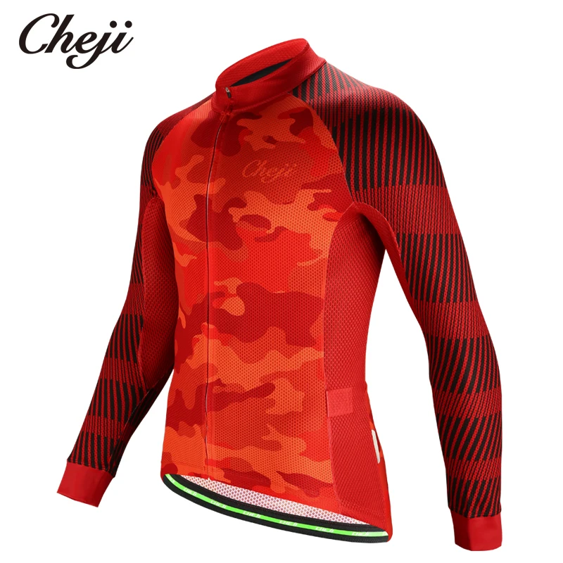 

CHEJI Men's Long Sleeve Cycling Wear Cycling Shirt Quick Dry Cycling Top