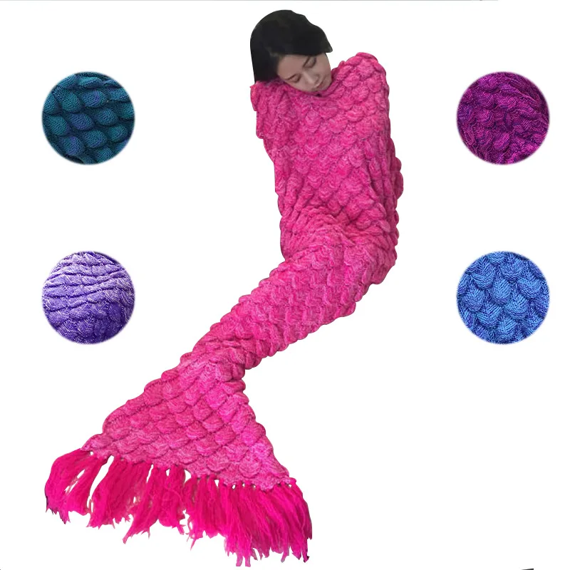 

Explosive Fish Scales Fringed Mermaid Blanket Sofa Air Conditioning Afternoon