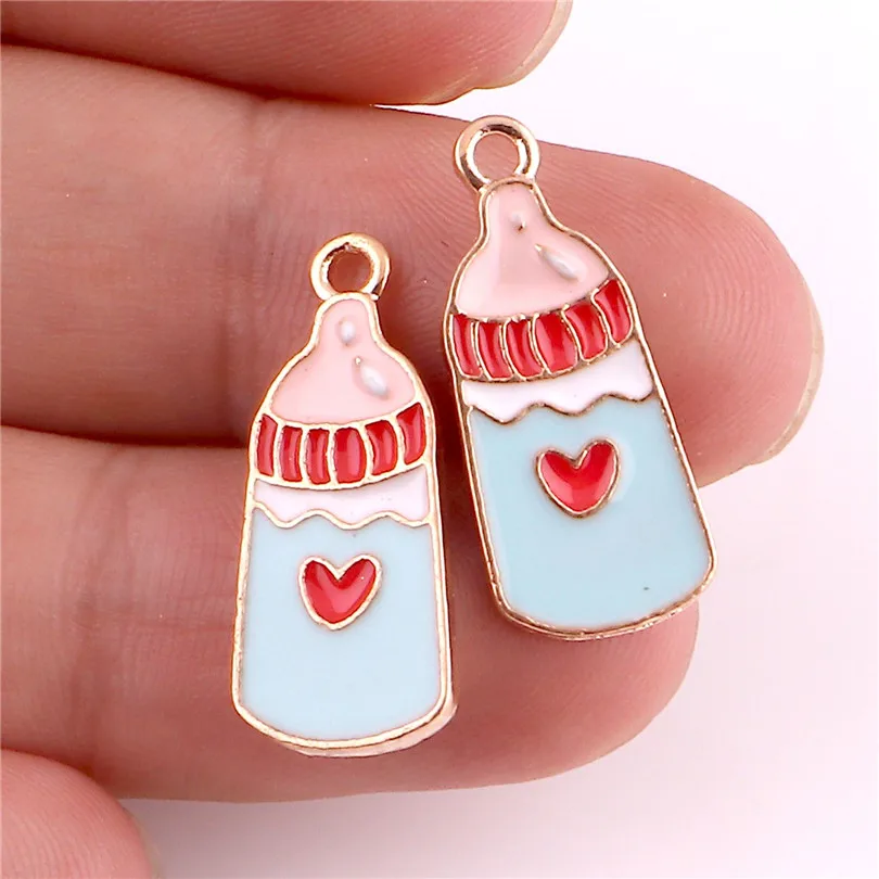 10 шт. Enamels кофейная чашка детская бутылка сплав серьги амулеты DIY ручной работы изготовление волос ожерелье ювелирные изделия, подвески, аксессуары - Окраска металла: 23048 baby bottle