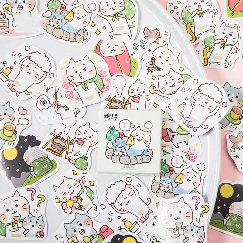 5 45 шт. милый кот наклейки Kawaii Канцелярские бумажные наклейки пуля журнал наклейки для детей DIY дневник в стиле Скрапбукинг Декор поставки - Цвет: 5