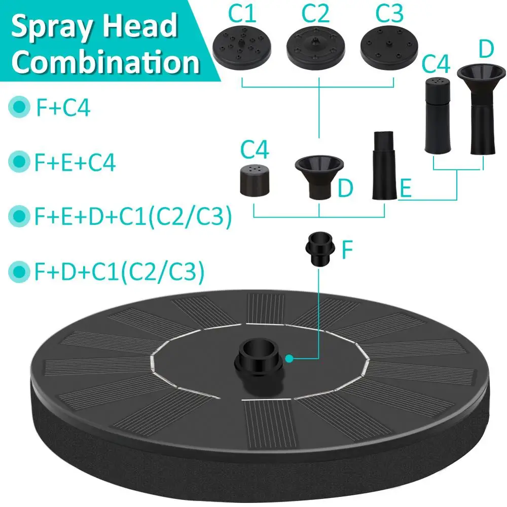 Водяной фонтан на солнечной батарее уличный насос пруд для ванны с птицами