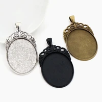 new fashion 5pcs 30x40mm inner size black and antique silver plated and bronze cabochon base setting charms pendant