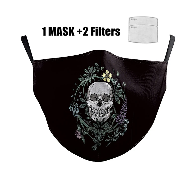 Многоразовая моющаяся маска ужасов с принтом черепа Защитная PM 2 5 Маска для рта