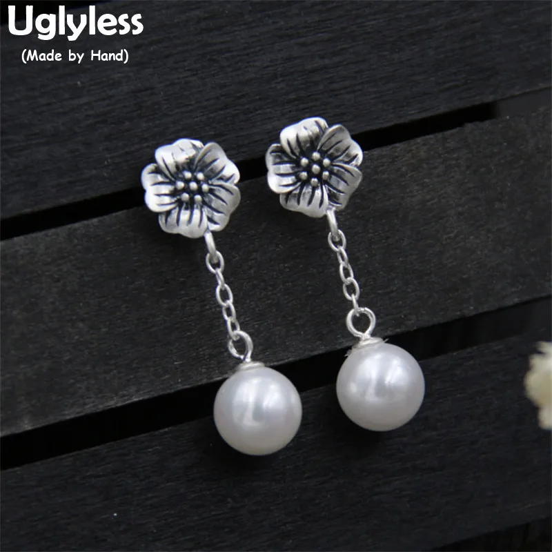 Женские серьги-подвески из серебра 990 пробы с пресноводным жемчугом | Украшения и