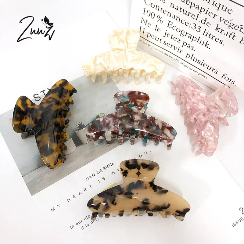 

3.4inch Hair Claw Banana Clips tortoise Barrettes Celluloid French Design Barrettes Leopard print Large Fashion Accessories